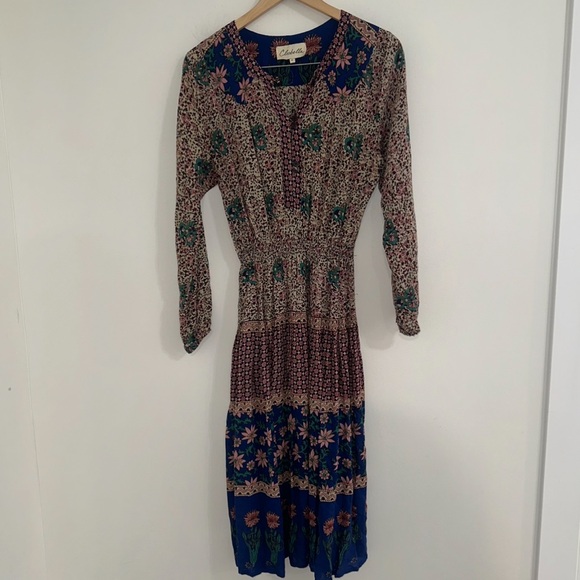 Cleobella Floral Cinched Waist Dress sz M #X2 - Picture 3 of 6